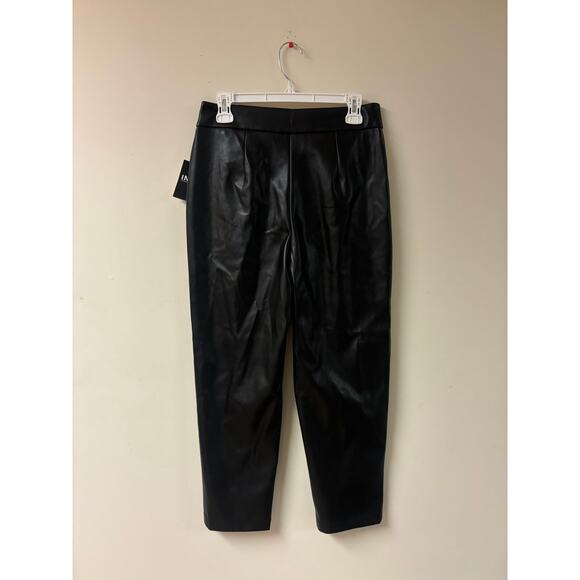 INC Black Faux Leather Pants Size 6 NWT | High Waisted Vegan Leather Trousers - Picture 2 of 9